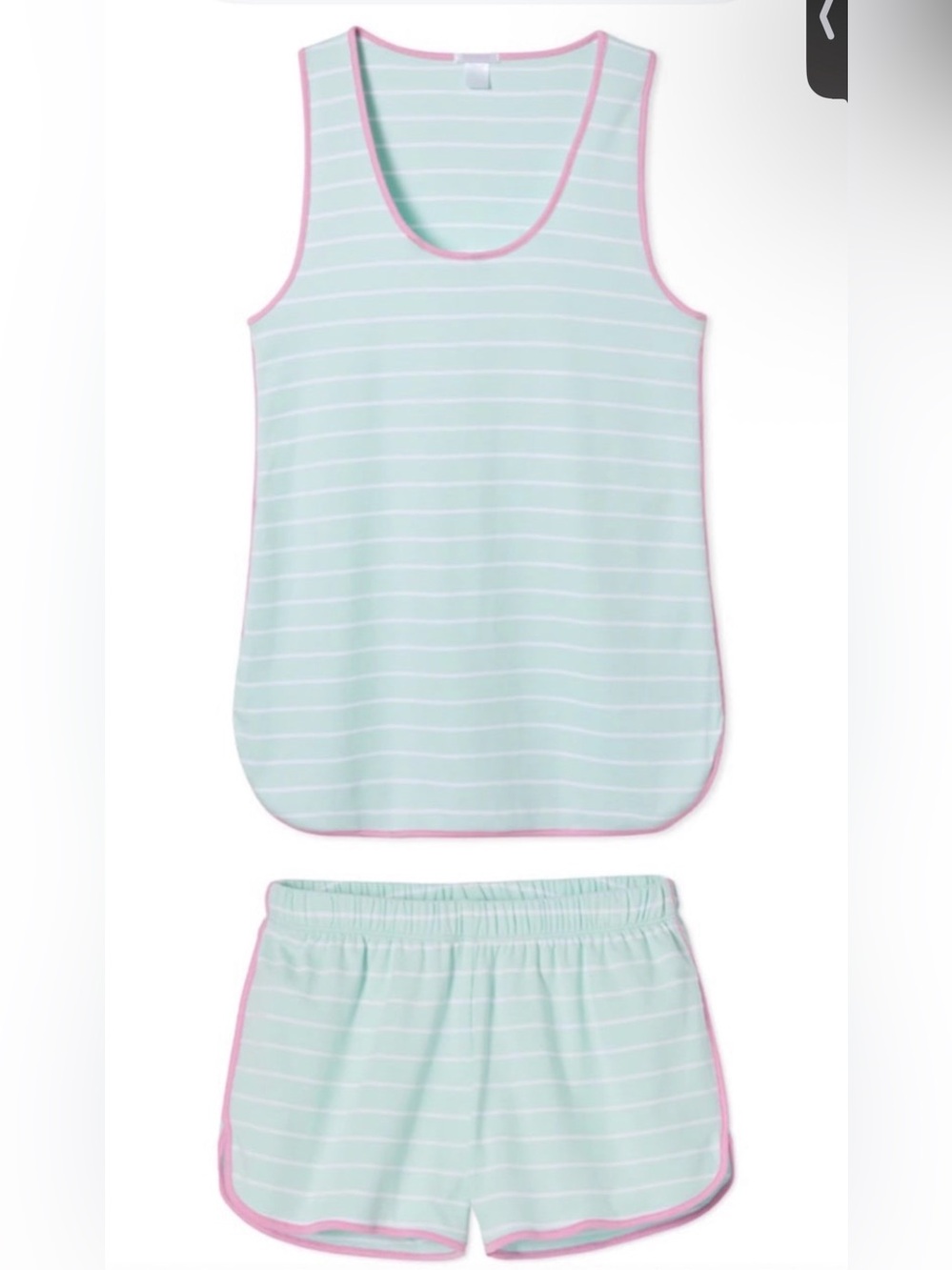 Striped Mint & Pink Trim Sleep Tank and Shorts Set